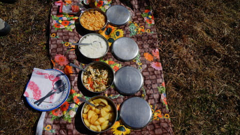 Lunch auf den Treks in Bhutan