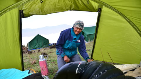 Campsites with tents that offer a comfortable and authentic overnight accommodation during the trekking.