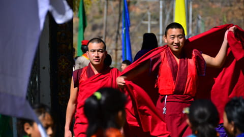 Bhutanese monks in Paro