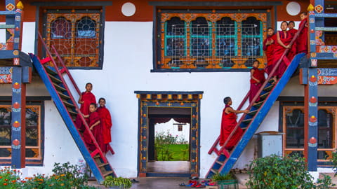 Mönche in Bumthang