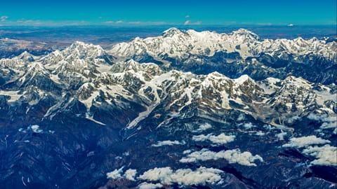 Himalaya Panorama auf dem Flug von Kathmandu nach Paro 