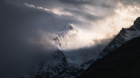 Majestätischer Mt. Masagang auf dem Bhutan-Laya-Trek